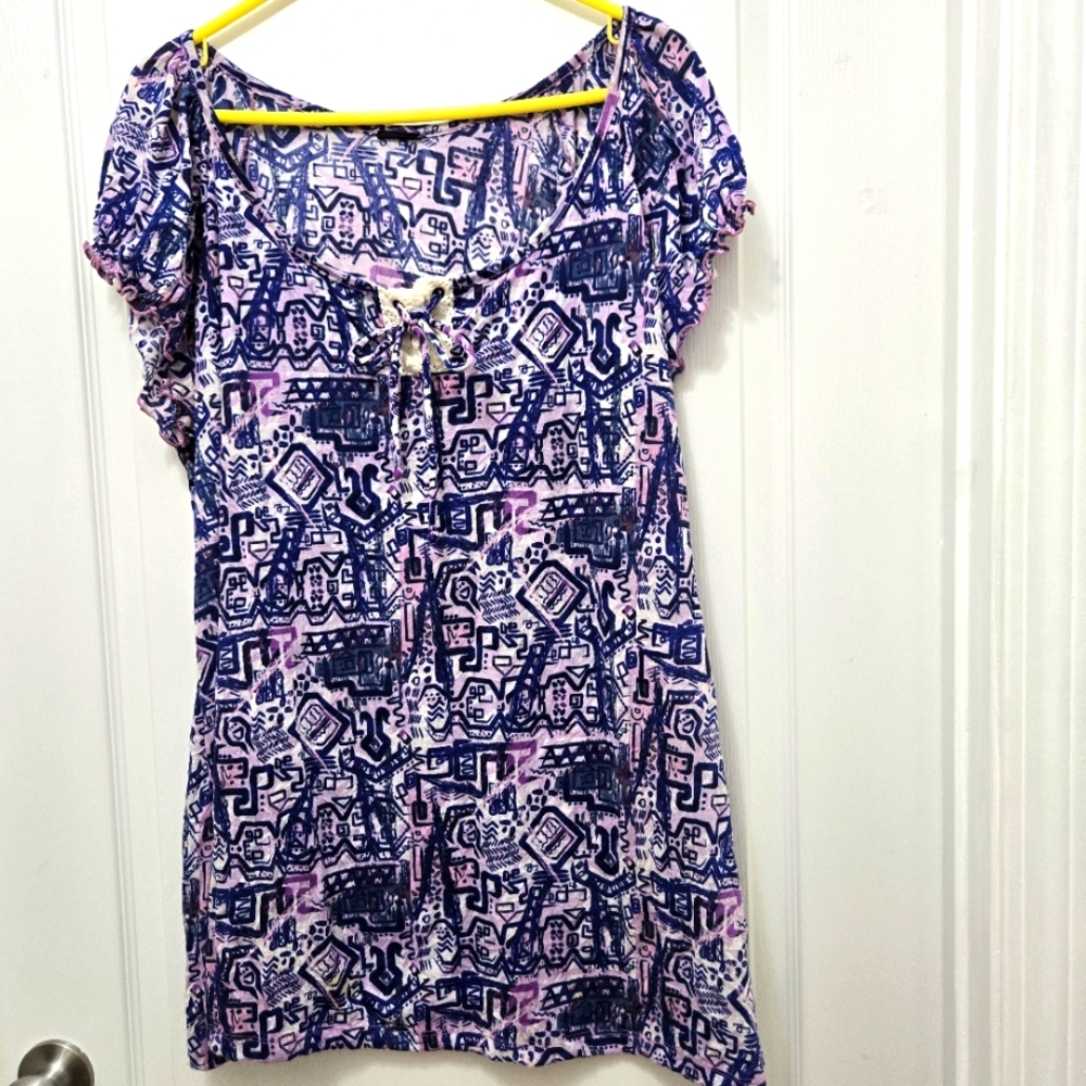 ``T255930 Blue & Pink Print Tunic